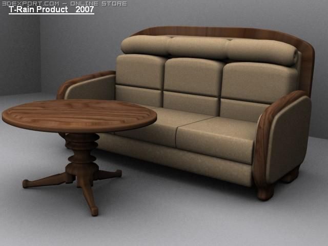 sofa with table 3D Model .c4d .max .obj .3ds .fbx .stl .blend 