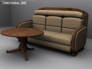 sofa with table 3D Model