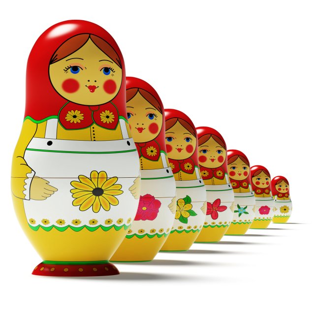 russian dolls 3D Model .c4d .max .obj .3ds .fbx .stl .blend 
