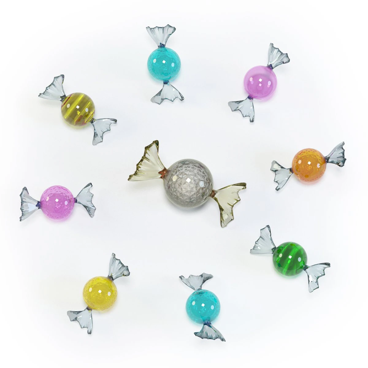 glass candies 3D Model .c4d .max .obj .3ds .fbx .stl .blend 
