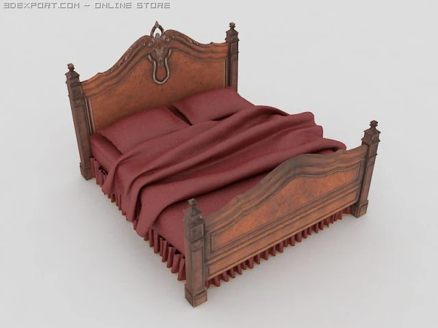 classic bed 3D Model .c4d .max .obj .3ds .fbx .stl .blend 
