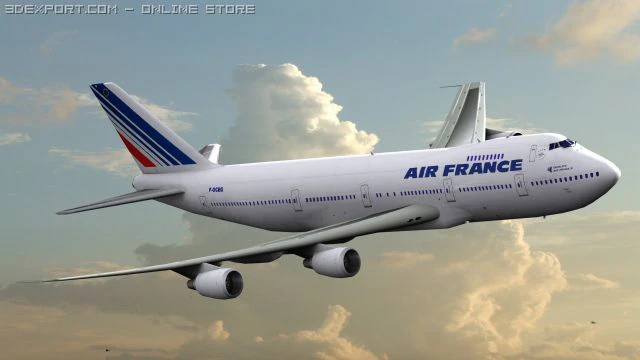 b 747 air france livery 3D Model .c4d .max .obj .3ds .fbx .stl .blend