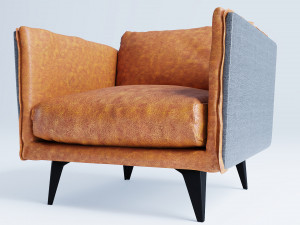 Messina Leather Arm Chair Modelo 3D