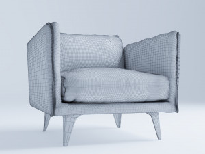 Messina Leather Arm Chair Modelo 3D