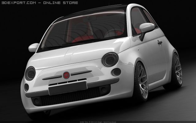 fiat 500 3D Модель .c4d .max .obj .3ds .fbx .stl .blend