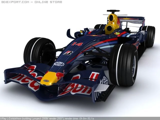 f1 red bull rb3 2007 3D Model .c4d .max .obj .3ds .fbx .stl .blend 
