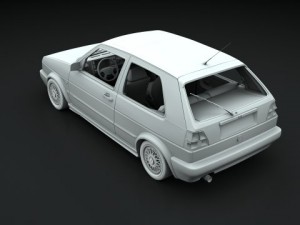 vw golf 1 gti mk2  1992 Model 3D