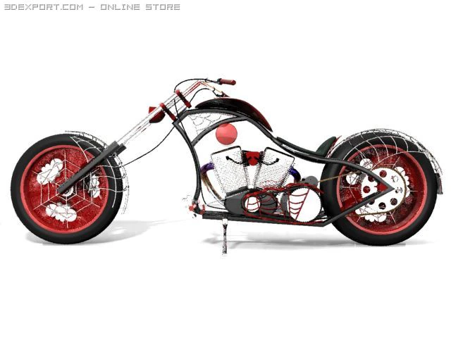 custom chopper 3D Model .c4d .max .obj .3ds .fbx .stl .blend 