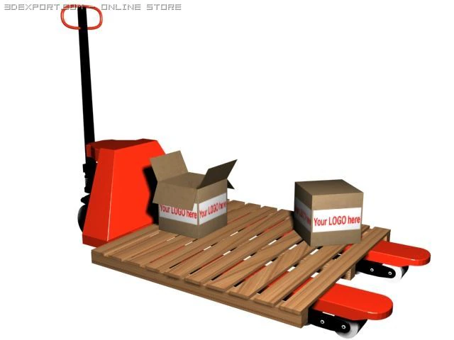 industrial lifter pallet 2 boxes 3D Model .c4d .max .obj .3ds .fbx .stl .blend