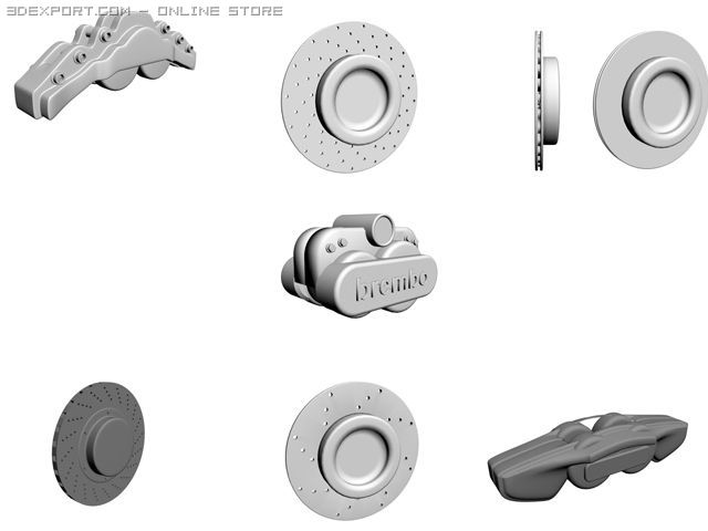 brake collection 3D Model .c4d .max .obj .3ds .fbx .stl .blend 