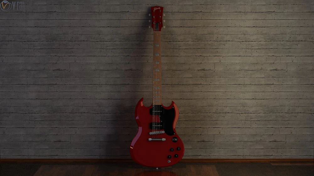 gibson sg style guitar 3D Model .c4d .max .obj .3ds .fbx .stl .blend