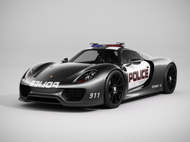porsche 918 spyder police Model 3D .c4d .max .obj .3ds .fbx .stl .blend 