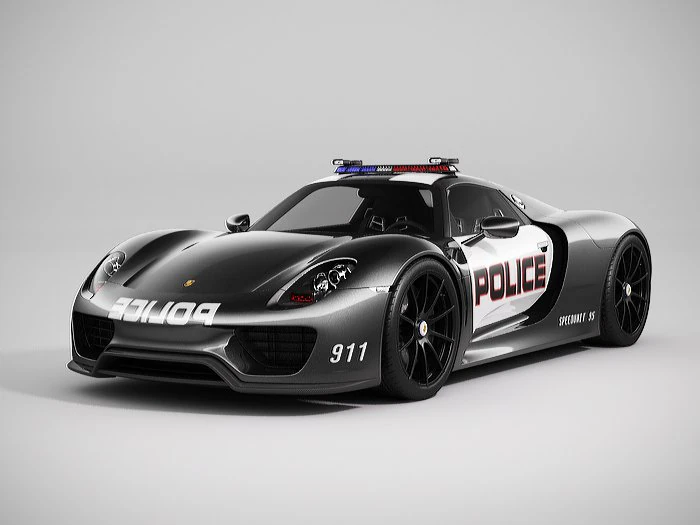 porsche 918 spyder police 3D Model .c4d .max .obj .3ds .fbx .stl .blend 