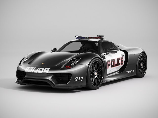 porsche 918 spyder police lowpoly 3D मॉडल .c4d .max .obj .3ds .fbx .stl .blend 