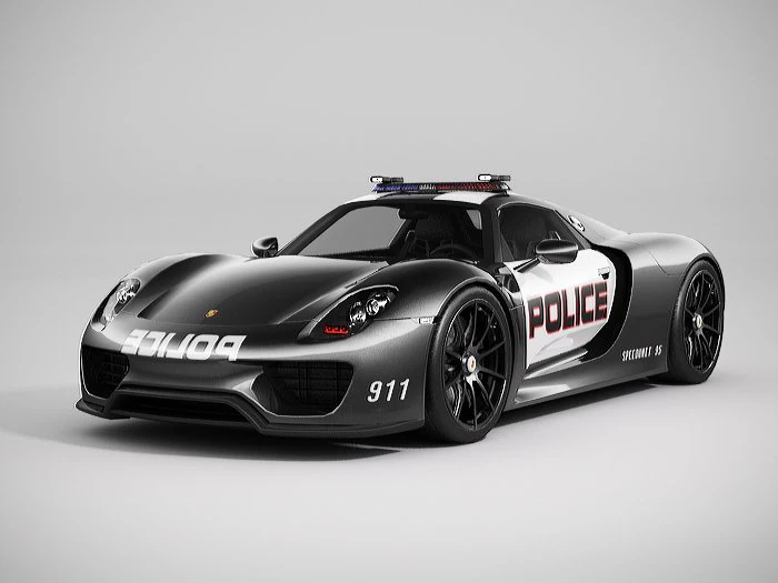 porsche 918 spyder police lowpoly 3D Model .c4d .max .obj .3ds .fbx .stl .blend 