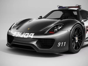porsche 918 spyder police lowpoly 3D Model