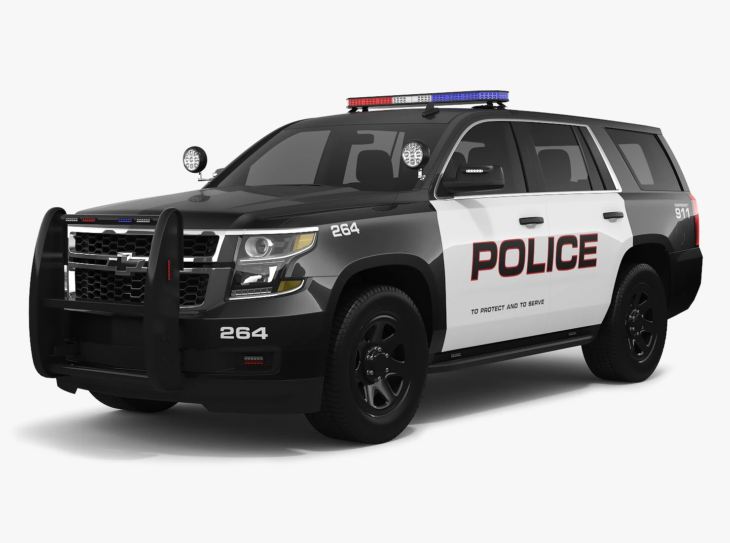 chevrolet tahoe 2018 police 3D Model .c4d .max .obj .3ds .fbx .stl .blend