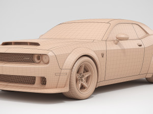 dodge challenger demon 2018 with interior 3D Модель