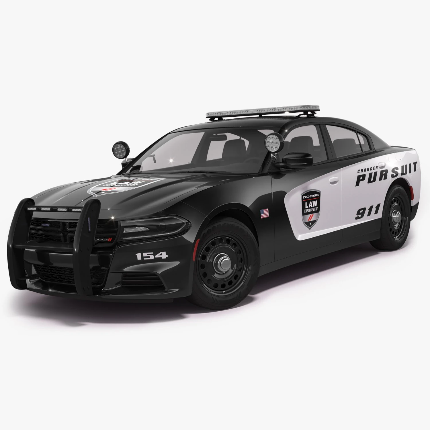 Dodge Charger Police 3D Model .c4d .max .obj .3ds .fbx .stl .blend