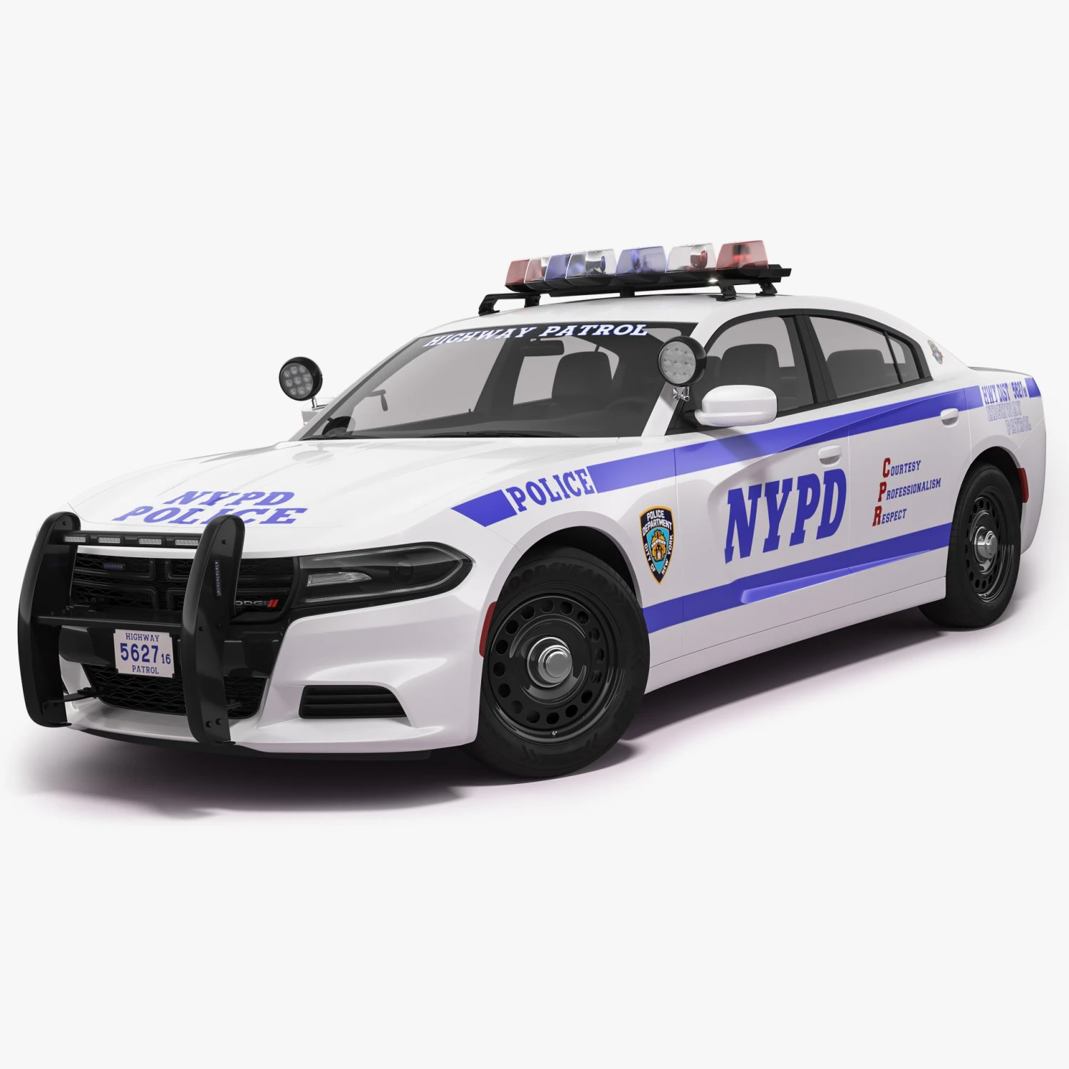 Dodge Charger NYPD 3D Model .c4d .max .obj .3ds .fbx .stl .blend 