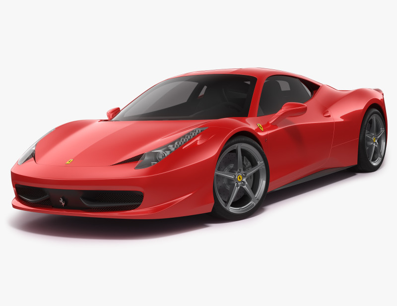 Ferrari 458 Italia 3D Model .c4d .max .obj .3ds .fbx .stl .blend 