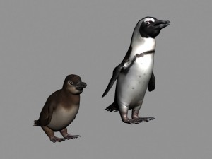 penguins rigged Model 3D