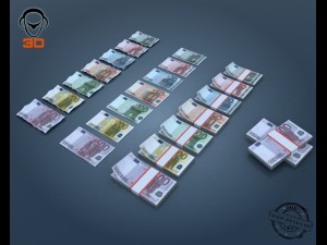euro bill collection Modello 3D