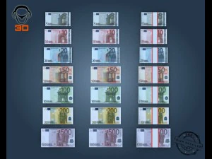 euro bill collection 3D Model