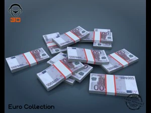 euro bill collection 3D Model