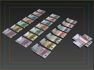 euro bill collection 3D मॉडल