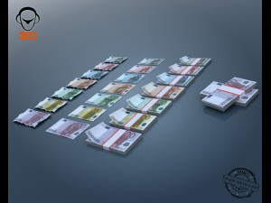 euro bill collection 3D मॉडल