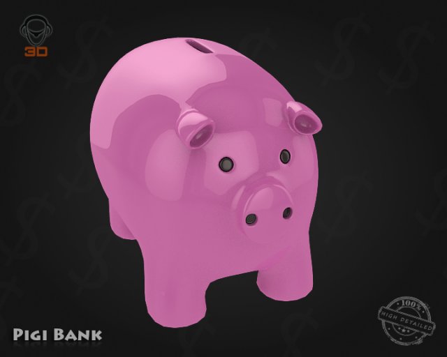 piggy bank 3D Model .c4d .max .obj .3ds .fbx .stl .blend 
