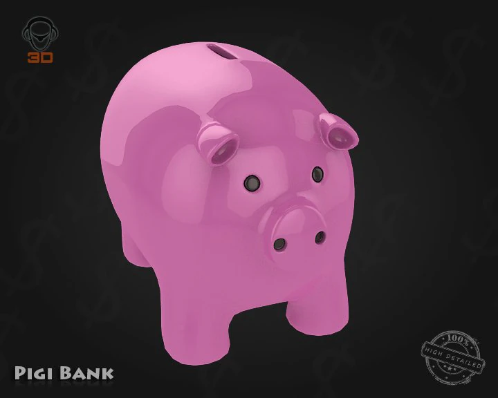 piggy bank 3D Model .c4d .max .obj .3ds .fbx .stl .blend 