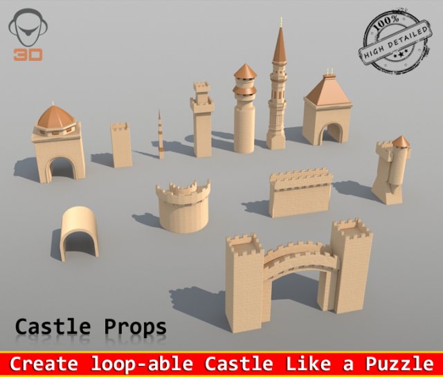 castle props 3Dモデル .c4d .max .obj .3ds .fbx .stl .blend 