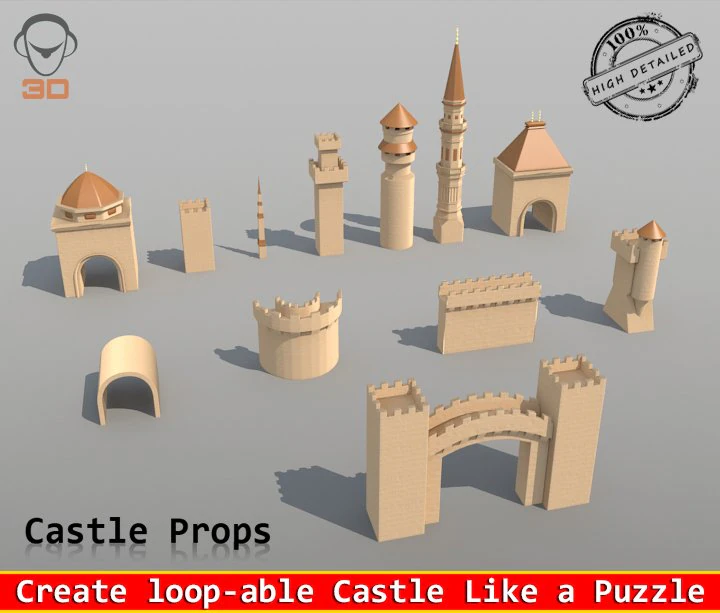 castle props 3D Model .c4d .max .obj .3ds .fbx .stl .blend