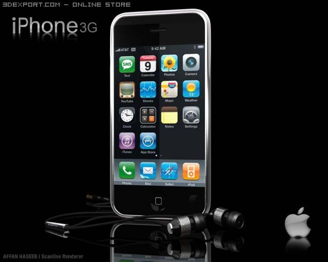 apple iphone 3g 3D Model .c4d .max .obj .3ds .fbx .stl .blend 
