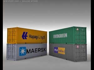 4 container collection 3D Model