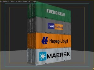 4 container collection 3D Model