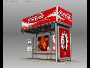 bus stop shelter coke brand Modelo 3D