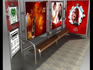 bus stop shelter coke brand Modelo 3D