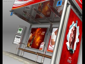 bus stop shelter coke brand Modelo 3D