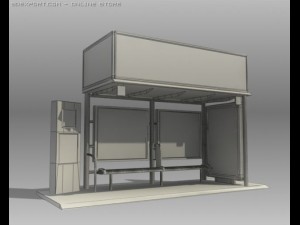 bus stop shelter coke brand Modelo 3D