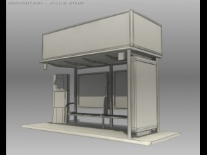 bus stop shelter coke brand Modelo 3D