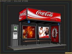 bus stop shelter coke brand Modelo 3D