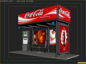 bus stop shelter coke brand Modelo 3D