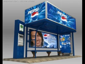 bus stop shelter pepsi brand 3D Model