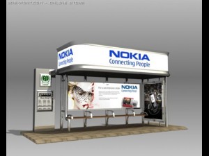 bus stop shelter nokia brand 3D Модель