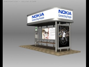 bus stop shelter nokia brand 3D 模型