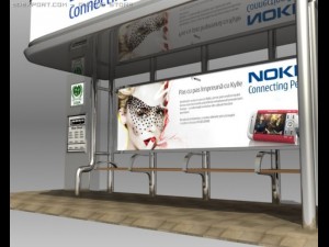 bus stop shelter nokia brand 3D 模型