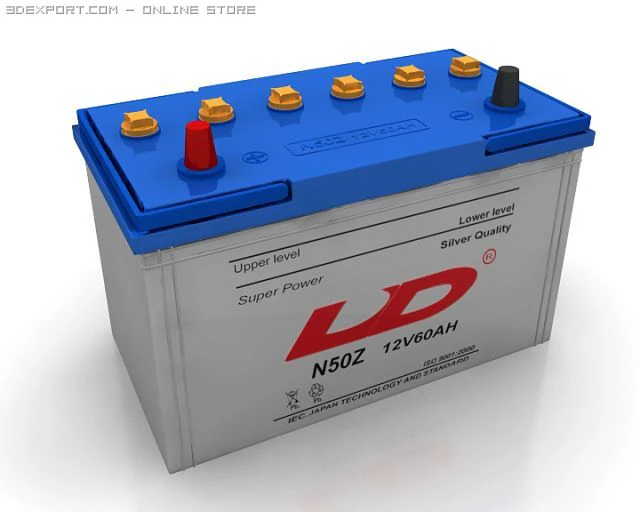 car battery 3D Model .c4d .max .obj .3ds .fbx .stl .blend